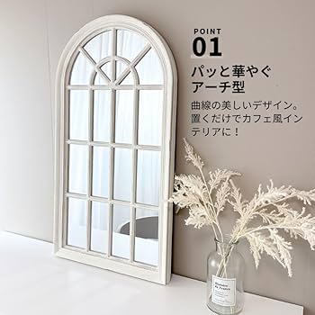 窓風ミラー アンティーク調 壁掛け 置き鏡 アンティーク調 木製窓枠 鏡 壁掛けミラー グレー 6枠
